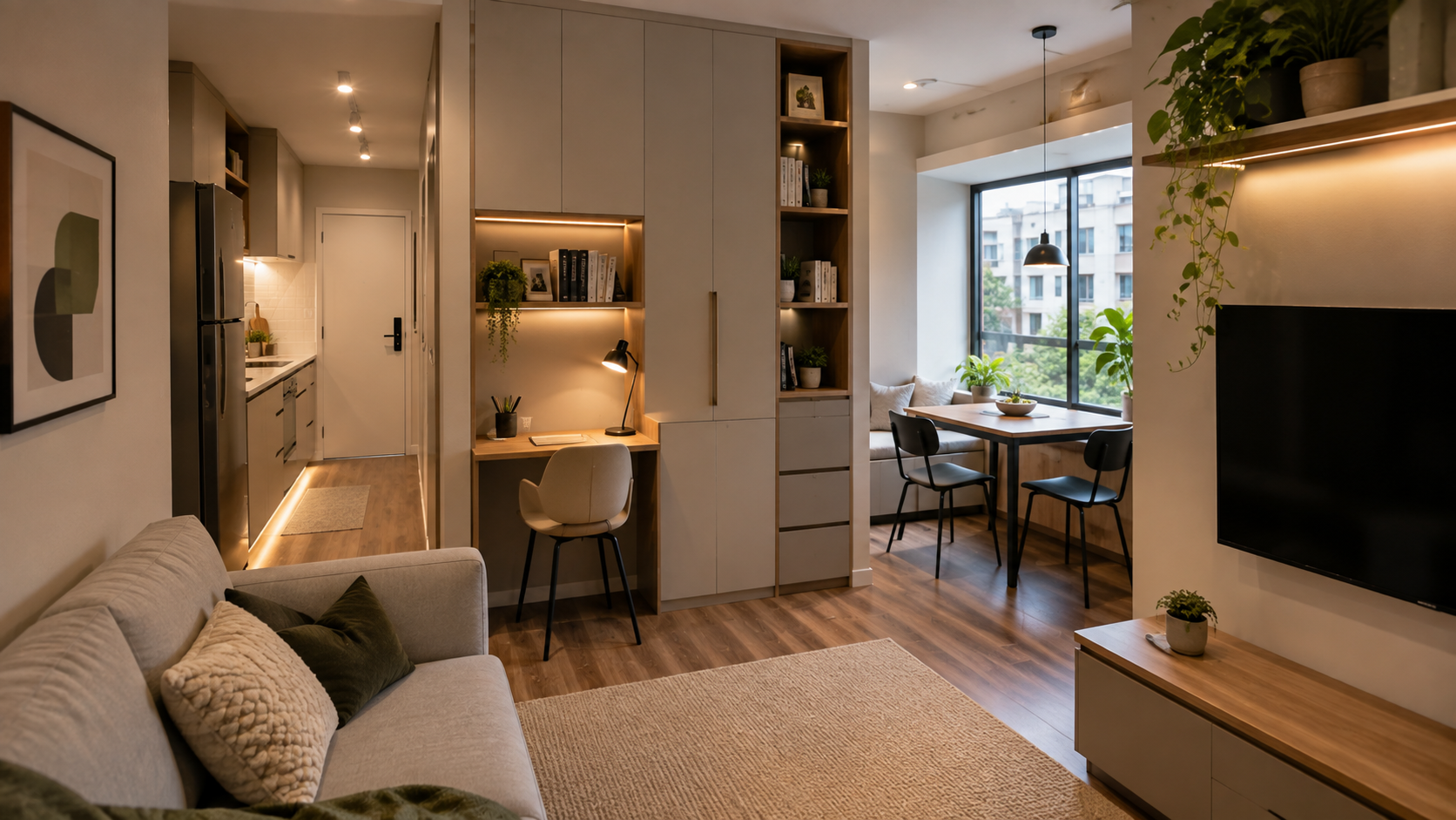 Ambiente residencial reformado e decorado
